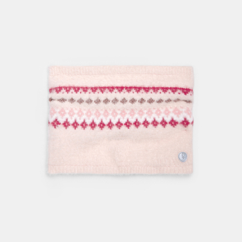 Snood fluffy à motifs en jacquard rose fille