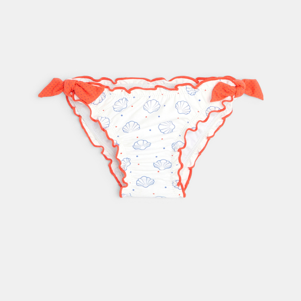 Culotte de bain imprimé coquillages blanc bébé fille