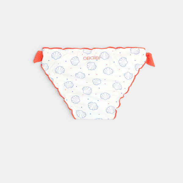 Culotte de bain imprimé coquillages blanc bébé fille