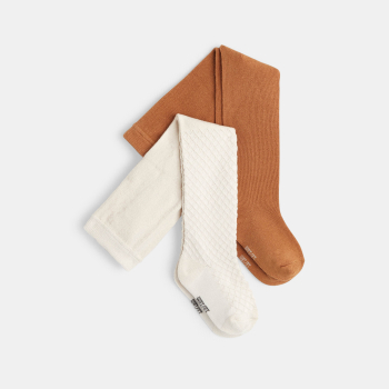 Collants chauds fantaisie (lot de 2) beige bébé fille