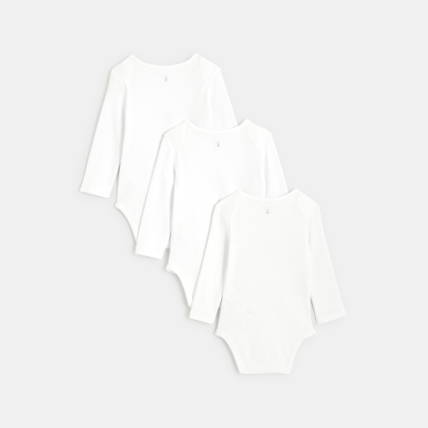 بدلة للجسم بياقة أرنب أمريكية (مجموعة من 3) باللون الأبيض عند الولادة