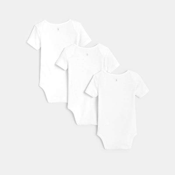 بدلة للجسم بياقة أرنب أمريكية (مجموعة من 3) باللون الأبيض عند الولادة