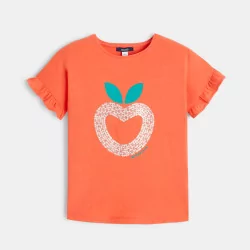 T-shirt à sequins motif pomme orange fille