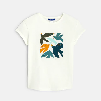 T-shirt imprimé Oiseaux blanc fille