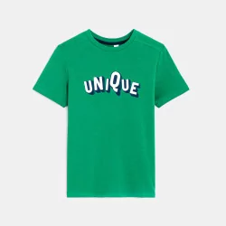 T-shirt à message vert garçon