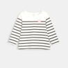 T-shirt marinière rayé coton bio gris bébé fille