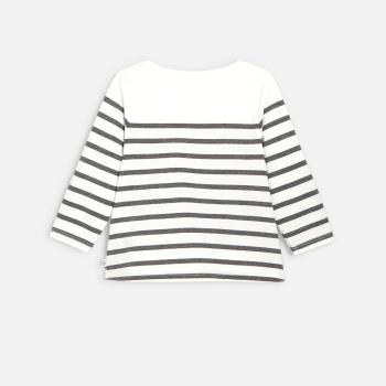 T-shirt marinière rayé coton bio gris bébé fille