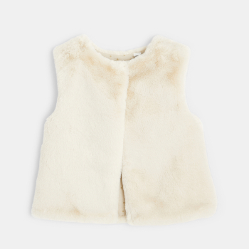 Boléro en fausse fourrure blanc fille