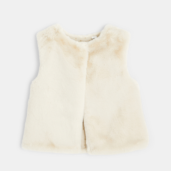 Boléro en fausse fourrure blanc fille