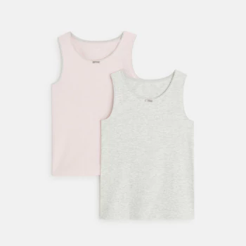 قميص بدون أكمام مطاطي مطبوع (مجموعة من 2) وردي للفتيات