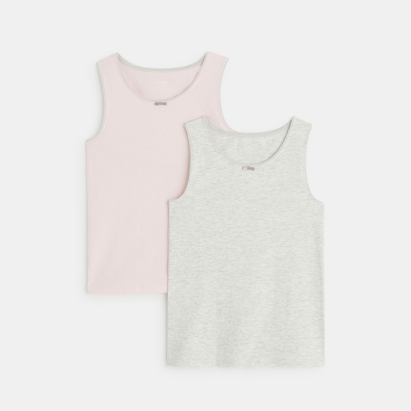 Débardeur stretch imprimé (lot de 2) rose fille