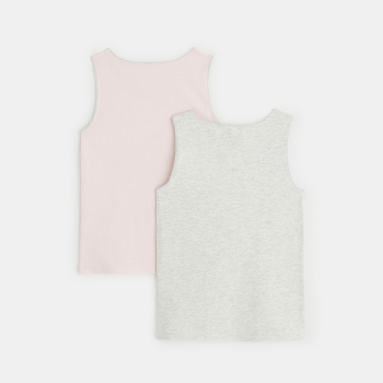 Débardeur stretch imprimé (lot de 2) rose fille