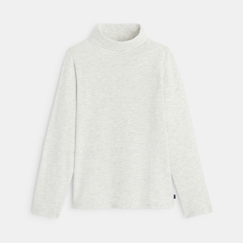 T-shirt col roulé manches longues blanc garçon
