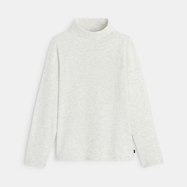 T-shirt col roulé manches longues blanc garçon