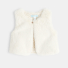 Gilet soft boa print floral blanc bébé fille