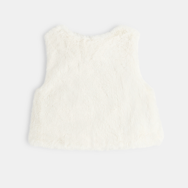 Gilet soft boa print floral blanc bébé fille