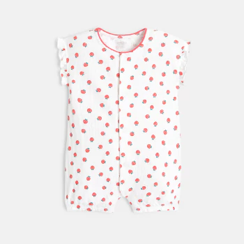 Combi courte maille fantaisie motif fraises rose bébé fille
