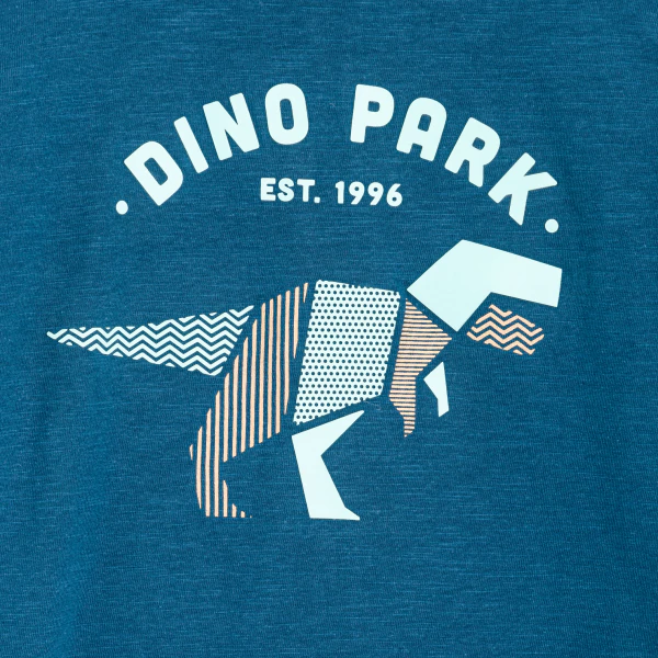 T-shirt manches longues motif dinosaure bleu garçon