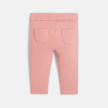 Pantalon maille fantaisie ceinture élastique rose bébé fille