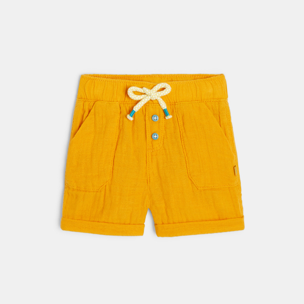 Short coton léger gaufré jaune bébé garçon