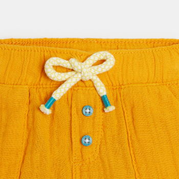 Short coton léger gaufré jaune bébé garçon