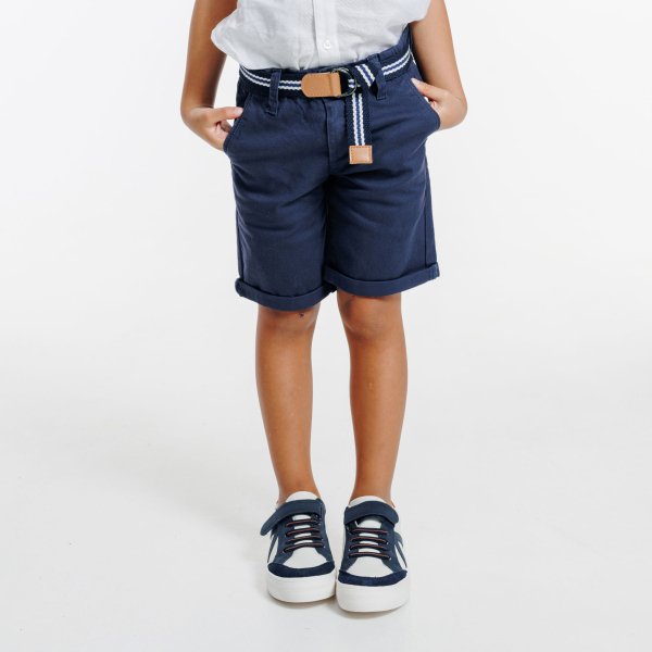 Bermuda en toile + ceinture garçon
