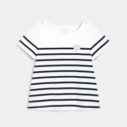 T-shirt marinière rayé bleu bébé fille