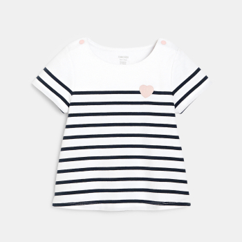 T-shirt marinière rayé bleu bébé fille