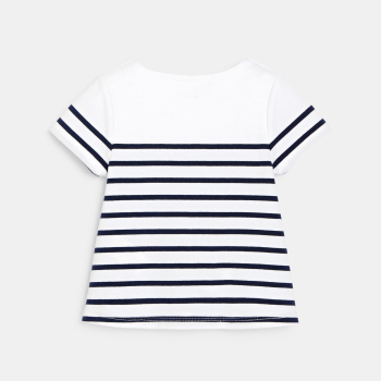 T-shirt marinière rayé bleu bébé fille