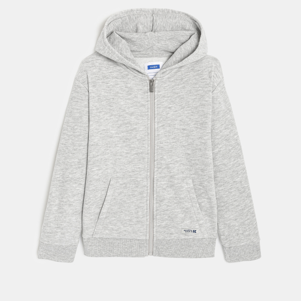 Sweat zippé à capuche gris garçon