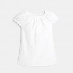 Blouse en broderie anglaise blanche fille