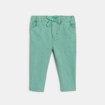 Pantalon stretch à pois vert bébé fille