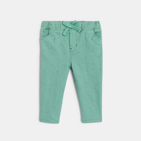 Pantalon stretch à pois vert bébé fille