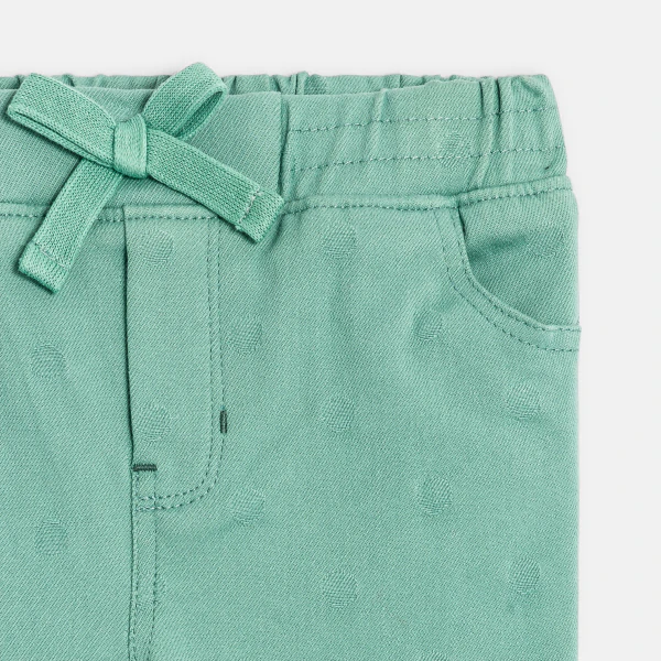 Pantalon stretch à pois vert bébé fille