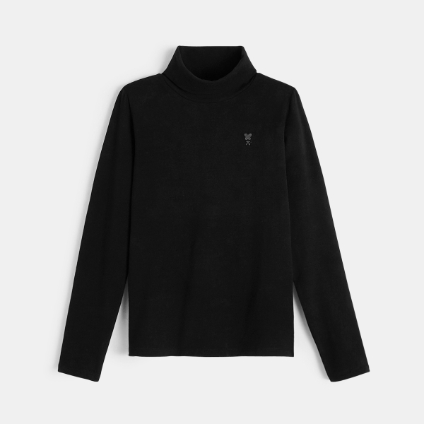 T-shirt col roulé noir fille