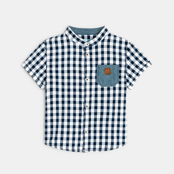 Chemise à carreaux coton fantaisie bleue bébé garçon