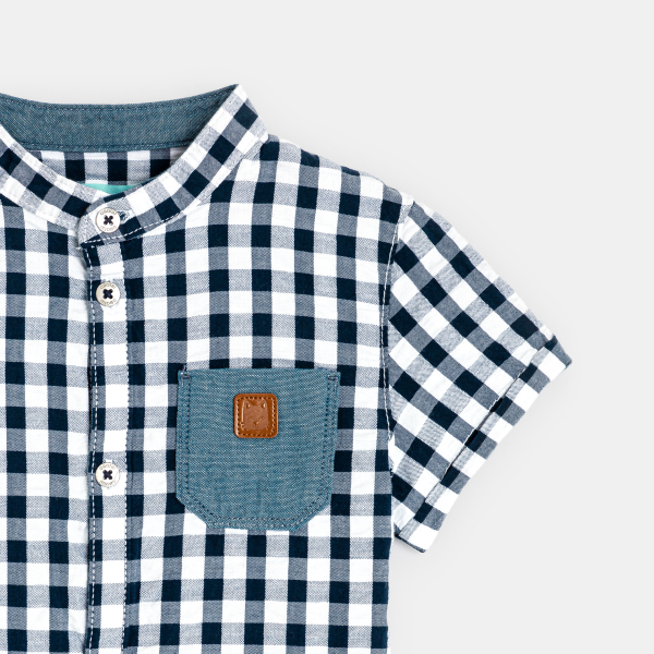 Chemise à carreaux coton fantaisie bleue bébé garçon