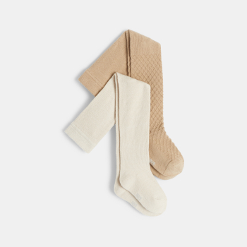 Collants chauds fantaisie (lot de 2) beige bébé fille