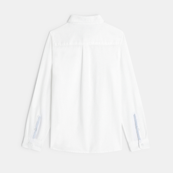 Chemise unie en lin blanche garçon