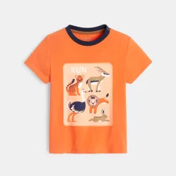 T-shirt animaux qui courent orange bébé garçon