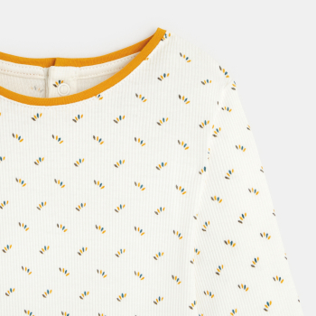 T-shirt maille côtelée bords frisottis bébé fille