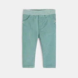 Pantalon velours milleraie taille élastiquée vert bébé garçon