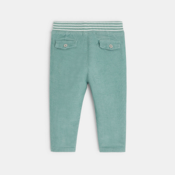 Pantalon velours milleraie taille élastiquée vert bébé garçon