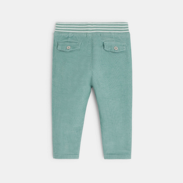 Pantalon velours milleraie taille élastiquée vert bébé garçon