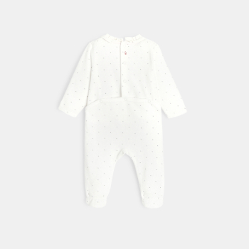 Dors-bien velours brodé 3D blanc bébé fille