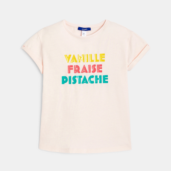 T-shirt à message rose fille