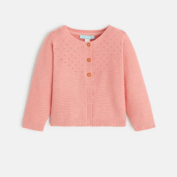 Gilet maille tricot effet pointelle rose