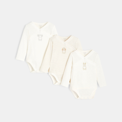 بدلة للجسم متقاطعة على شكل حيوان لامعة (مجموعة من 3) باللون الأبيض عند الولادة