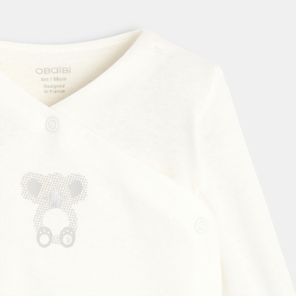 بدلة للجسم متقاطعة على شكل حيوان لامعة (مجموعة من 3) باللون الأبيض عند الولادة