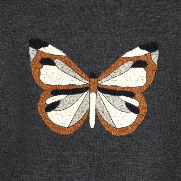 Sweat-shirt motif papillon gris fille